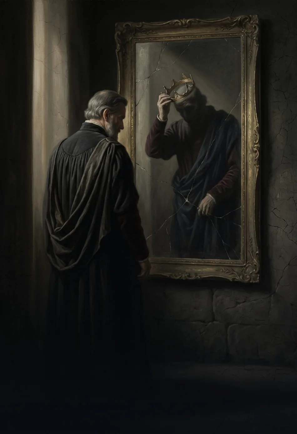 Classical symbolic illustration of an antique mirror