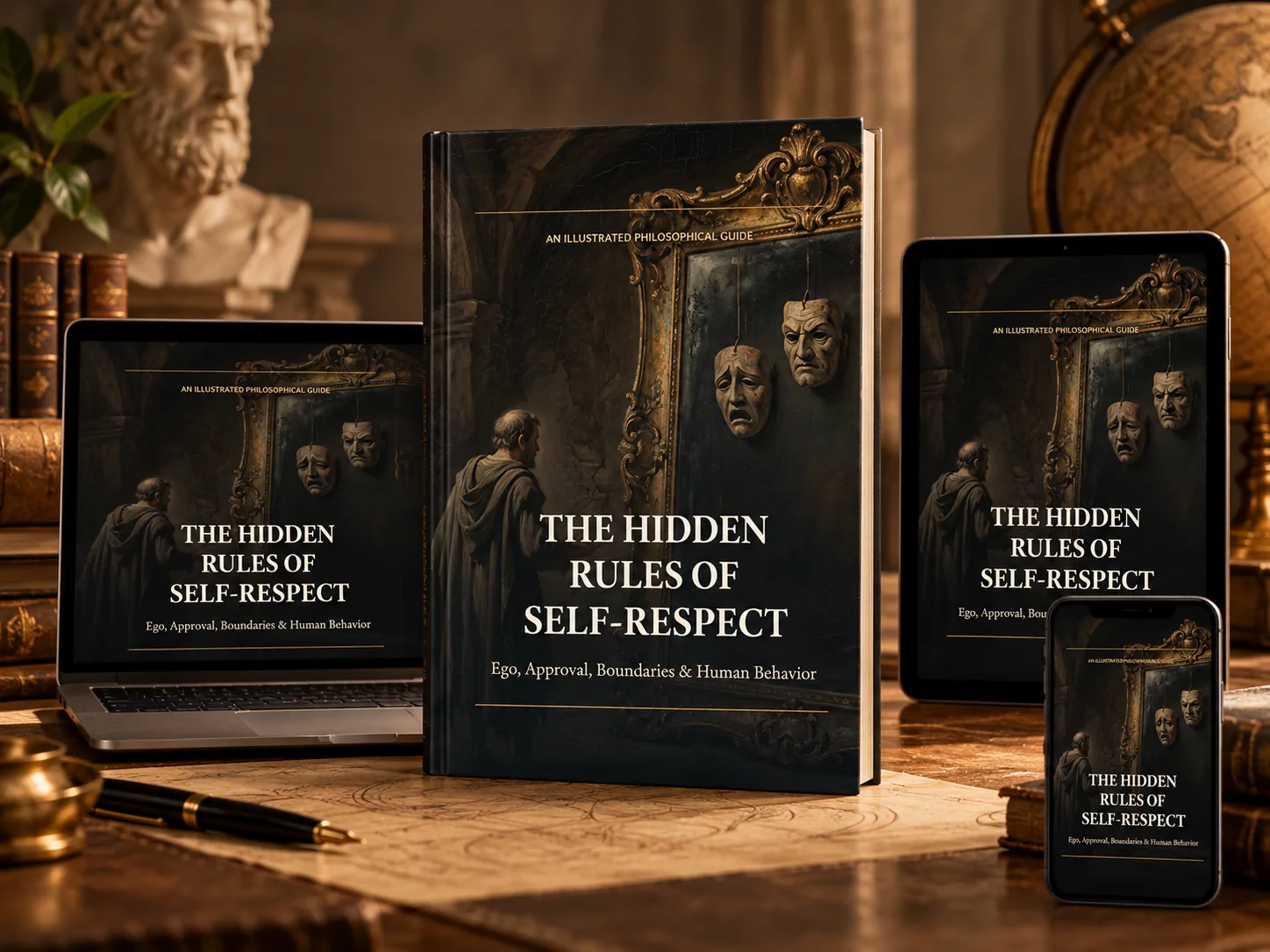 Digital-book mockup showing The Hidden Rules of Self-Respect on reading devices